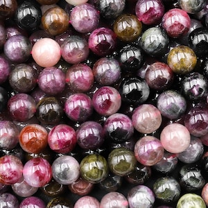 Natural Multicolor Watermelon Pink Green Tourmaline Smooth 6mm Round Beads 15.5&quot; Strand