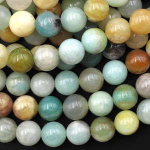 Natural Amazonite Round Beads 3mm 4mm 6mm 8mm 10mm A Grade Multicolor Amazonite 15.5" Strand