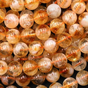 Natural Golden Citrine 4mm 6mm 8mm 10mm 12mm Smooth Round Beads Gemstone 15.5&quot; Strand