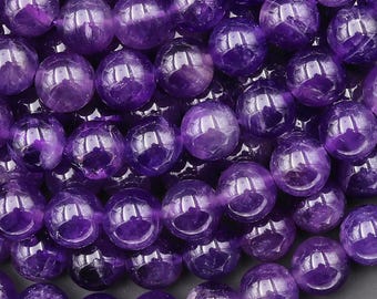 Natural Deep Purple Amethyst 3mm 4mm 6mm 8mm 10mm 12mm 14mm Round Beads High Quality AA Grade 15.5" Strand