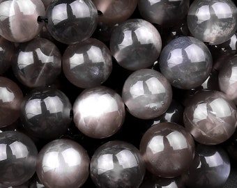 AAA Natural Black Moonstone 4mm 6mm 8mm 10mm 12mm 14mm Round Beads 15.5" Strand