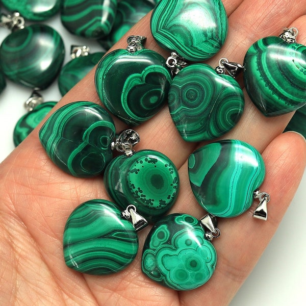 AAA+ Natural Malachite Pendant Heart Shape Gemstone Jewelry