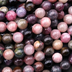 Natural Multicolor Watermelon Pink Green Tourmaline Smooth 8mm Round Beads 15.5&quot; Strand