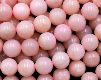 AA Natural Peruvian Soft Pink Opal 6mm 8mm 10mm 12mm 14mm Smooth Round Beads Gemstone 15.5" Strand