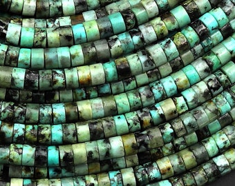 Natural African Turquoise Heishi Beads 4mm Gemstone 15.5" Strand