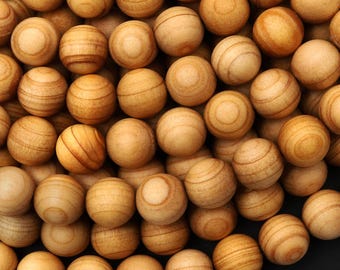 Natürliche goldene Sandelholzperlen (4 mm, 6 mm, 8 mm, 10 mm, 12 mm, 14 mm) – Aromatisches Naturholz, ideal für Mala-Gebete, Meditation und Therapie. 39,4 cm langer Strang.