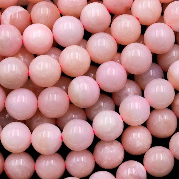 Perles rondes lisses AA, naturelles, péruvienne, rose 6 mm 8 mm 10 mm 12 mm 14 mm, pierre gemme 15,5 po.