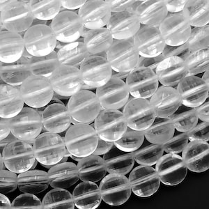 Natural Rock Quartz 6mm Faceted Coin Beads 15.5&quot; Strand