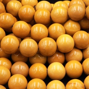 Natural Australian Yellow Mookaite 4mm 6mm 8mm 10mm 12mm Smooth Round Beads 15.5&quot; Strand