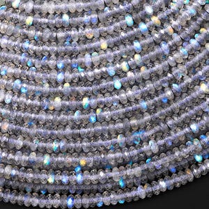 AAA gefacetteerde natuurlijke labradoriet 2 mm 3 mm 4 mm dunne rondelle kralen 15,5" streng