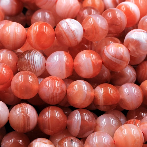 Extremely Rare! AAA Natural Moroccan Red Banded Agate 4mm 6mm 8mm 10mm Round Bead 15.5" Strand