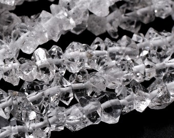 AAA Grade Super Clear Natural Herkimer Diamond Quartz Beads 4mm 6mm 8mm 10mm 12mm Double Pointed Quartz 16" Strand