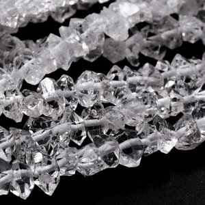 AAA Grade Super Clear Natural Herkimer Diamond Quartz Beads 4mm 6mm 8mm 10mm 12mm Double Pointed Quartz 16" Strand