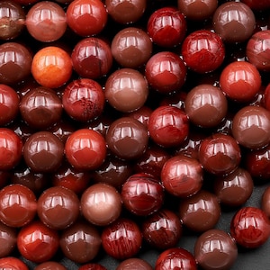 Rare Natural Red Lazasine (Andesine-Red Labradorite) 3mm 4mm 5mm 6mm 7mm 8mm 9mm 10mm Smooth Round Beads 15.5&quot; Strand