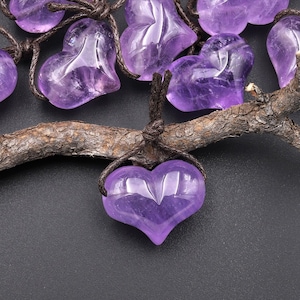 AAA Natürliche Lila Amethyst Puffy Herz Anhänger Seite gebohrt Edelstein Kristall Fokal Bead