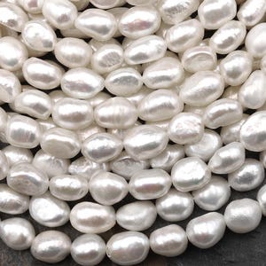 Perlas de agua dulce blancas naturales genuinas de 3 mm, 4 mm, 5 mm, 6 mm, 7 mm, 8 mm, 9 mm y 10 mm, perforadas verticalmente, tira de 14,5"