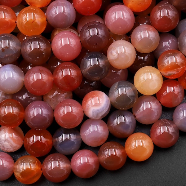 Rare Natural Swazi African Red Agate Round Beads 6mm 8mm 10mm 12mm from Mozambique 15.5" Strand