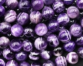 AAA天然シェブロンアメジストビーズ 6mm 8mm 10mm 12mm ラウンドビーズ 