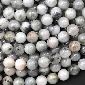 Natural Eagle Eye Beads 4mm 6mm 8mm 10mm Round Creamy Gray Slate Colors 15.5&quot; Strand