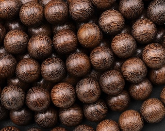 Natural Gold Phoebe Ebony Wood Beads 6mm 8mm 10mm 12mm Great For Mala Prayer Meditation Therapy 15.5" Strand