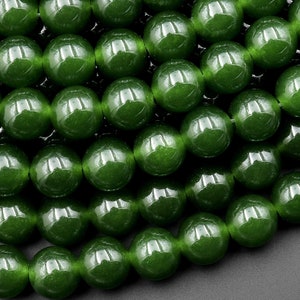 Green Taiwan Jade Smooth Round 2mm 3mm 4mm 6mm 8mm 10mm Beads 15.5&quot; Strand