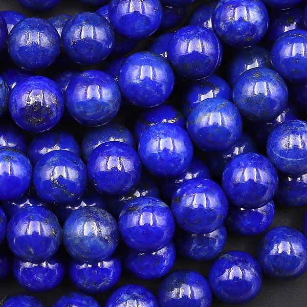 AAA+ Natural Blue Lapis 4mm 6mm 8mm Round Beads 15.5" Strand