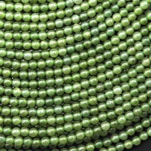 Real Genuine Natural Green Russian Siberian Jade Smooth 3mm Round Beads 15.5&quot; Strand