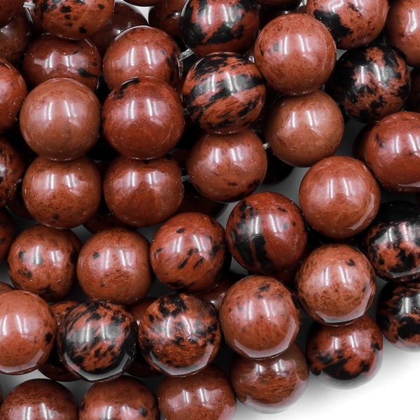 Natural Mahogany Obsidian Beads 4mm 6mm 8mm 10mm Gemstone Round Beads 15.5" Strand