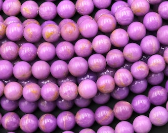 AAA Genuine Natural Violet Purple Phosphosiderite 3mm 4mm 5mm 6mm 7mm 8mm 10mm Smooth Round Beads 15.5" Strand