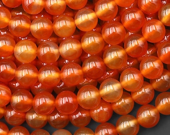 AAA Natural Carnelian 4mm 6mm 8mm 10mm 12mm 14mm Round Beads Highly Polished Finish Natural Red Orange Gemstone 15.5" Strand