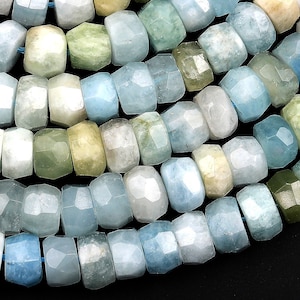 Large Natural Multicolor Aquamarine Faceted Rondelle Beads 9mm 15.5&quot; Strand