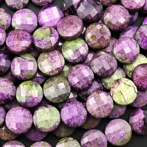 Natural Atlantisite Stichtite Beads Faceted Coin 6mm 8mm 10mm Gemstone 15.5&quot; Strand