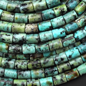 Natural African Turquoise Tube 8x5mm Beads 15.5&quot; Strand