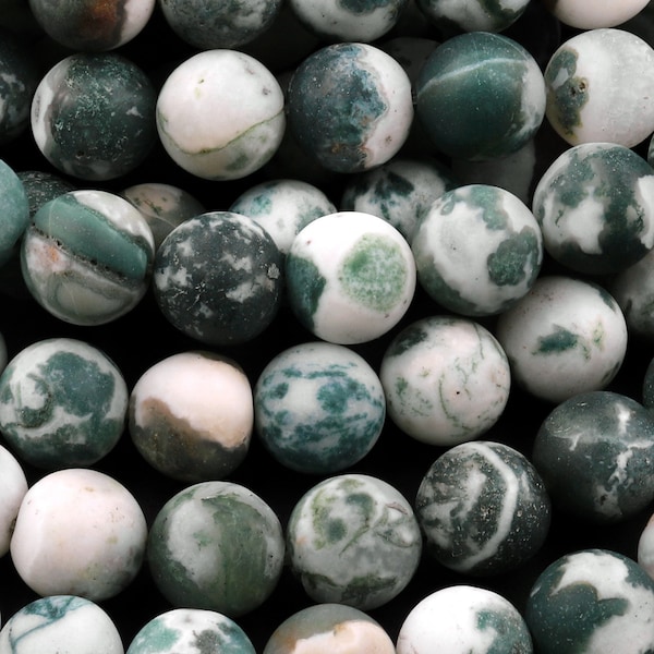 Matte Natural Green Moss Agate 10mm Round Beads 15.5" Strand