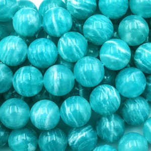 Natural Peruvian Amazonite Round Beads 10mm 12mm 14mm Sea Blue Gemstone AAA High Quality 15.5" Strand