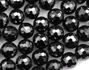 AAA Genuine Natural Black Spinel Faceted 6mm 8mm 10mm Round Beads Gemstone 15.5" Strand