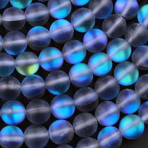 Mermaid Stone beads Aka Mystic Aura Quartz Blue Matte Synthetic Labradorite 6mm 8mm 10mm Round Beads 15.5&quot; Strand