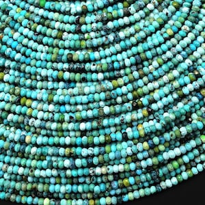 Genuine Natural Turquoise 2mm Faceted Rondelle Beads Micro Cut Small Gemstones 15.5" Strand