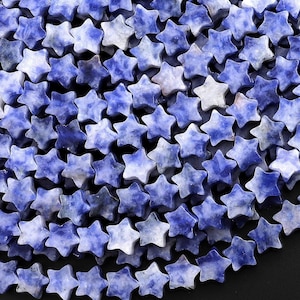 Natural Blue Sodalite Star Beads 6mm Carved Gemstone 15.5&quot; Strand