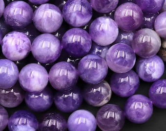 AAA Natural Lilac Purple Amethyst 4mm 6mm 8mm 10mm Round Beads 15.5" Strand