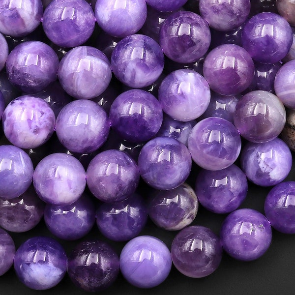 Perles rondes lilas violettes AAA 4 mm 6 mm 8 mm 10 mm sur rang 15,5 po.