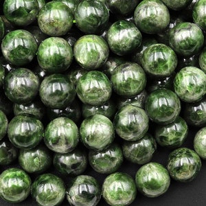 Natuurlijk groen chroomdiopside 6 mm 8 mm 10 mm gladde ronde kralen edelsteen 15,5" streng