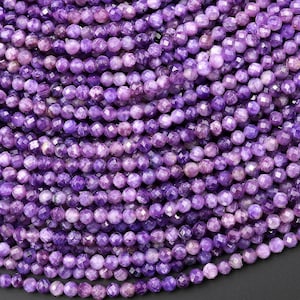 AAA fasetterad äkta naturlig rysk lila charoit 2 mm 3 mm runda pärlor ädelsten 15,5" sträng