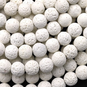 Natural White Lava Round Beads 4mm 6mm 8mm 10mm Organic Earthy Stone 15.5&quot; Strand