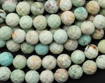 Faceted Genuine Natural Peruvian Turquoise 4mm 6mm 8mm Round Beads 15.5" Strand