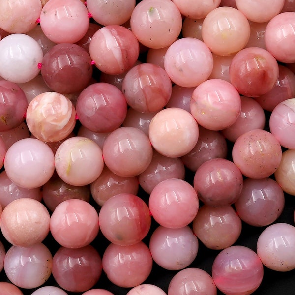 Natural Peruvian Pink Opal 4mm 6mm 8mm 10mm Round Beads 15.5" Strand
