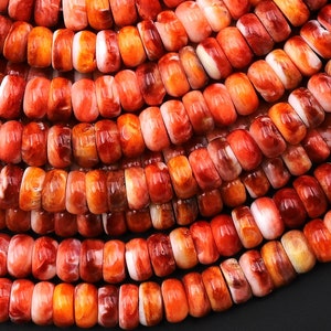 AAA Natural Red Spiny Oyster Rondelle Beads 6mm Gemstone 15.5&quot; Strand