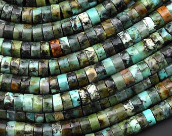 Natural African Turquoise Heishi Beads 4mm 6mm Gemstone 15.5" Strand