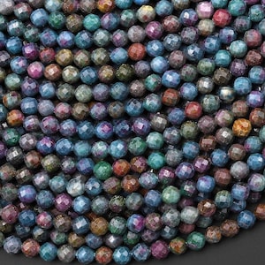 Rare Faceted Natural Ruby Kyanite Fuchsite 2mm 3mm 4mm Round Beads Gemstone 15.5" Strand