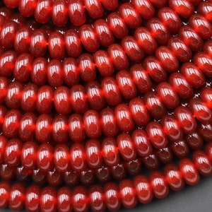 Natural Red Agate 4mm 6mm 8mm Rondelle Beads 15.5&quot; Strand